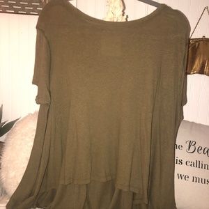 Free People Olive Green Oversized Short-Sleeve Top